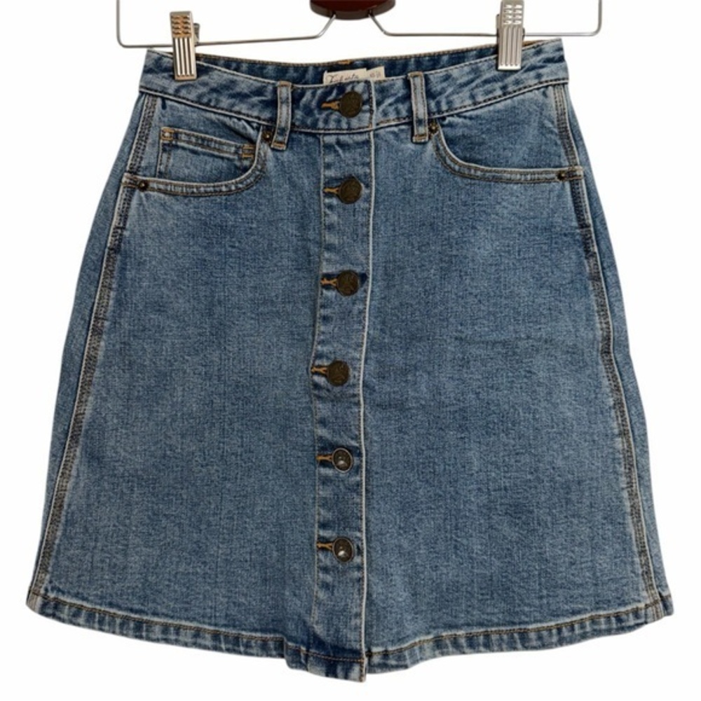 Denim Button-Front Skirt